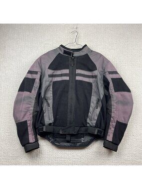 Olympia Moto Sports Holographic Purple Motorcycle Jacket Men's M Armored Reflect